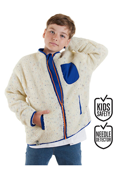 Denokids Beyaz Kız ve Erkek Çocuk Uniseks Peluş Mont