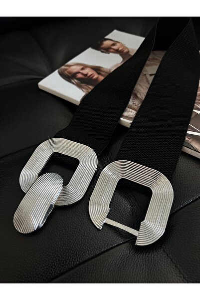 Fiori Elastic Cut Silver Buckle Women's Belt - For Jacket, Shirt and Dress