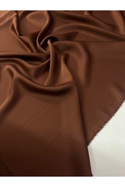 Kumaş sever Kahve Ipek Saten Kumaş Kırışmaz Metrelik Çift En Elbise Abiye Ete...
