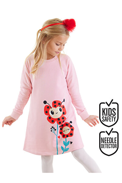 Denokids Uğur Böceği Çiçekler Kız Çocuk Elbise