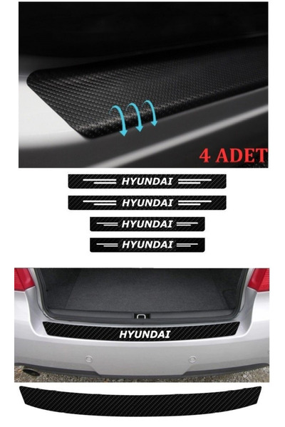 pınaxar Accessory Auto Tie And Door Sill Sticker Set Carbon Compatible For Hy...