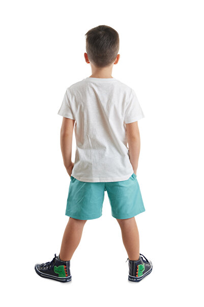 Denokids طقم تي شيرت وشورت جبردين للأولاد - صيفي تمساح