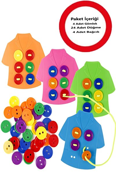 Bundeba Button Clothes Düğme Oyunu İlikleme, Gömlek ve Kıyafet Giydirme Eğitici ve Eğlenceli Kutu Oyunu