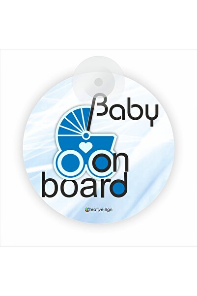 creative sign Bebe la bord, indicator din pvc rigid printat UV-LED, 15 cm diametru, cu ventuza