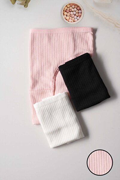 Lolitam Women's 3-Pack Ribbed Cotton Panties