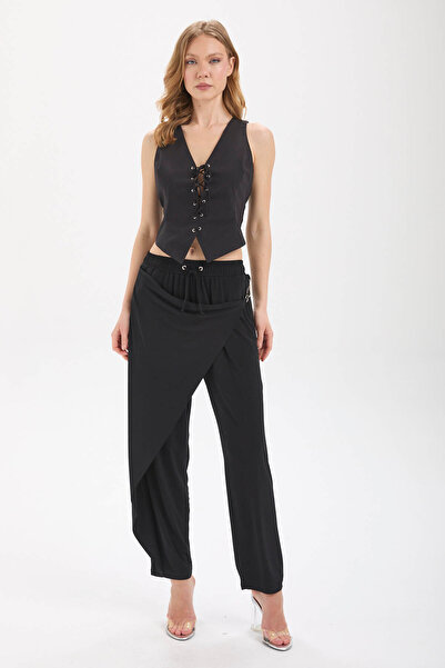 IMBUE Asimetrik Anvelop Panelli Klips Detaylı Pantolon