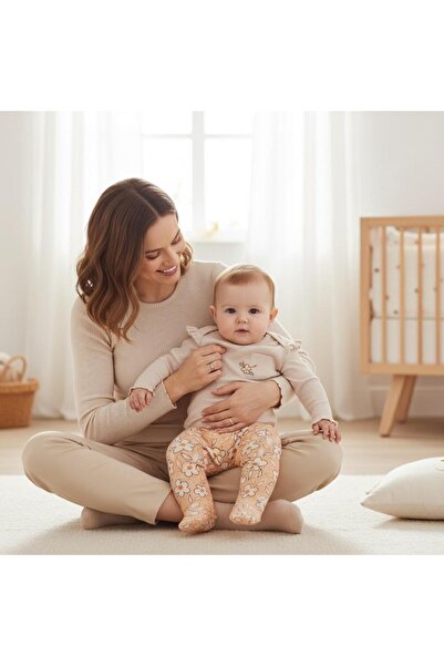 Argün kidss طقم من قطعتين من الجوارب ذات النقوش الزهرية necx