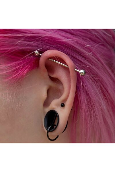 Heppii Cerrahi Çelik Industrial Piercing Köprü Piercing Silver Renk