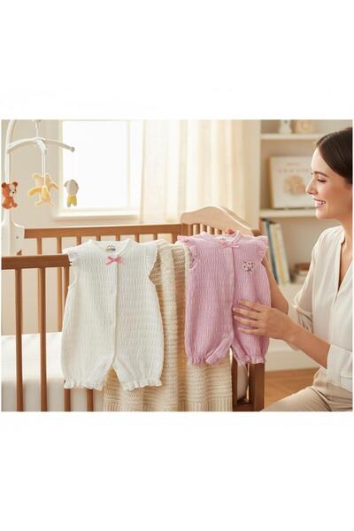 ALTINTAŞ BABY Extra Soft Double Jumpsuit with Floral Embroidered Bow