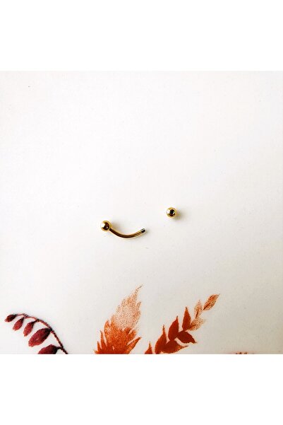 Heppii Cerrahi Çelik Gold Renkli Kaş Piercingi 8 mm