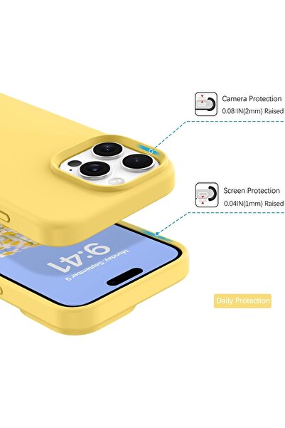 HyperAge Iphone 16 PRO MAX uyumlu Lansman Kılıf Içi Kadifeli Kamera Yükseltili Silikon Kapak Sarı