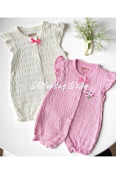 ALTINTAŞ BABY Extra Soft Double Jumpsuit with Floral Embroidered Bow