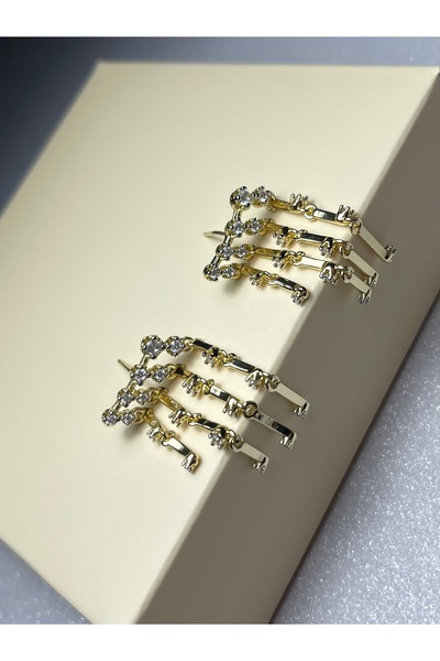 NURA JEWERLYS 14K sallantılı minimal taş detaylı zarif şık küpe