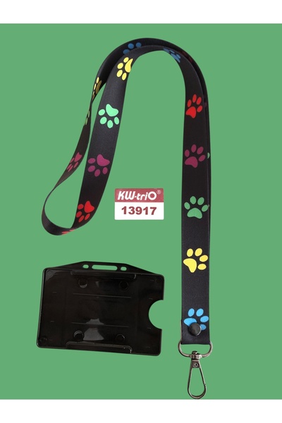 Staffy Renkli sevimli patiler boyun askı ipi ve kartlık