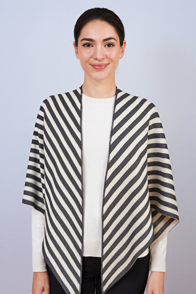 Sebir Moda Ριγέ Τρίγωνο Πλεκτό Σάλι