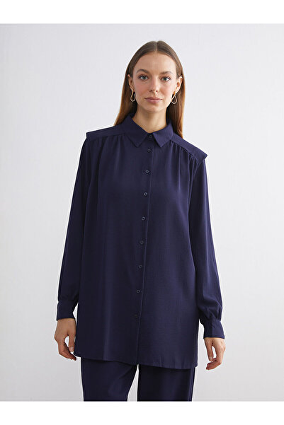 LC Waikiki Two Mt Shop Quality Lcw Modest Navy Blue Oversize Women's Shirt Tunic