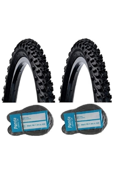DIAMOND 24 Jant 24x1.95/2.00 Bisiklet Dış Lastiği Kalın Tırnak MB50 X 2 Adet + Panda İç Lastik Seti