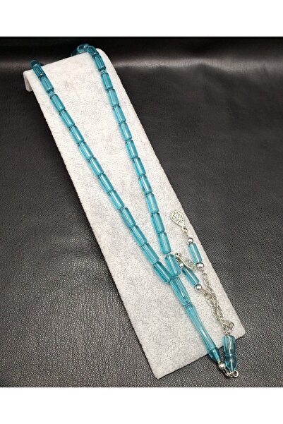 Han Ticarethane Turkuaz Renk Kesme Kesim Sistemli Toz Kehribar Tesbih