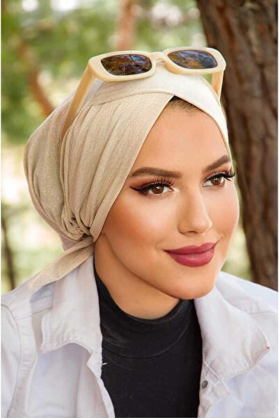 Aişe tesettür Εκρού Φωτεινό Σταυρός Καπέλο