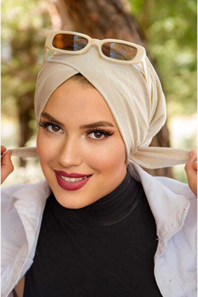 Aişe tesettür Εκρού Φωτεινό Σταυρός Καπέλο