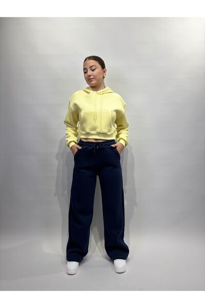 Myzen Kadın Üç İplik Bol Paça FÜME Eşofmanaltı