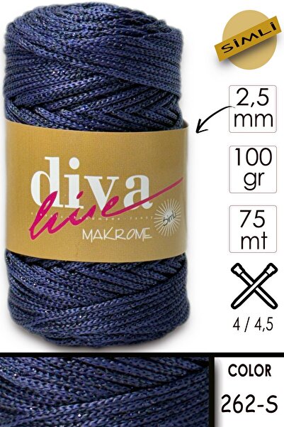 Diva İplik Κορδόνι Diva Macrame Glitter 262s Navy Blue