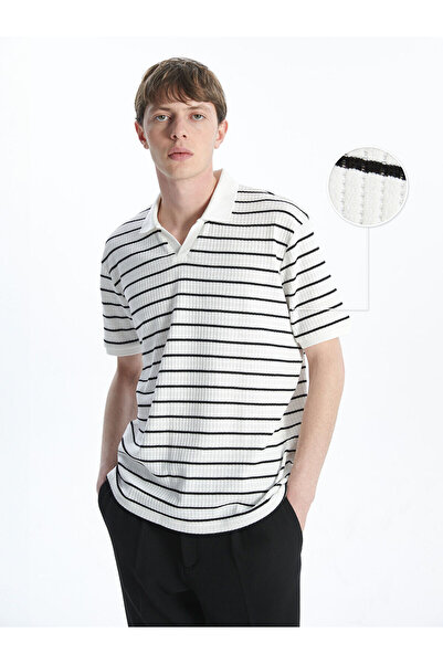 LC Waikiki Νέα σεζόν Polo Collar Striped Ανδρικό Tisort με υφή - S5G284Z8