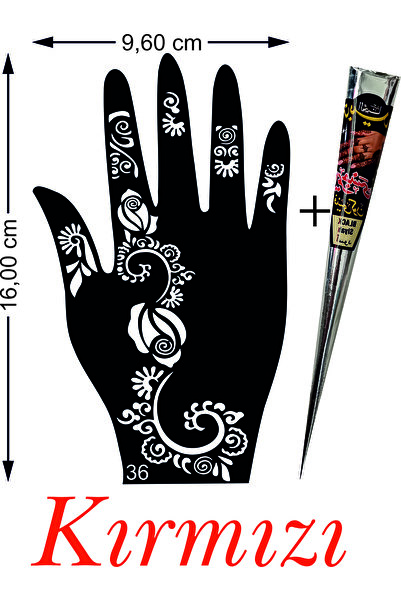 Genel Markalar Kına Kalıbı (GEÇİCİ DÖVME ŞABLONU) Kırmızı Hint Kınası