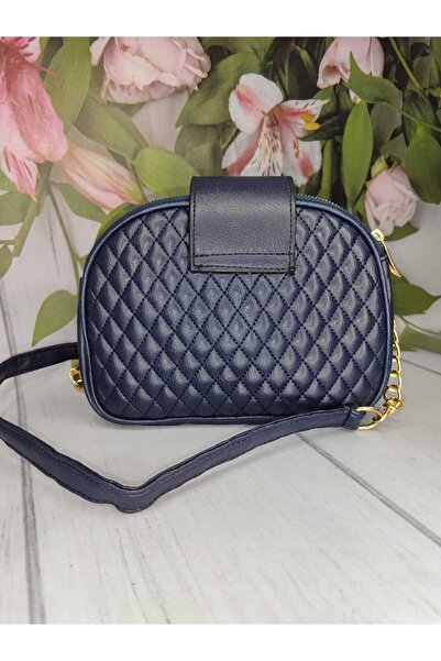 La'Graccia Üç Bölmeli Kilitli Lacivert Zincirli Omuz Ve Kol Çanta