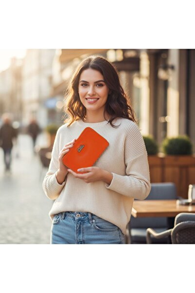La'Graccia Bozuk Para Bölmeli Turuncu Tek Gözlü Cüzdan