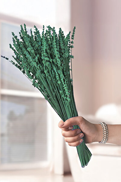 Smyrna Çiçek Şoklanmış Dökülmeyen Gerçek Lavanta YOSUN YEŞİLİ