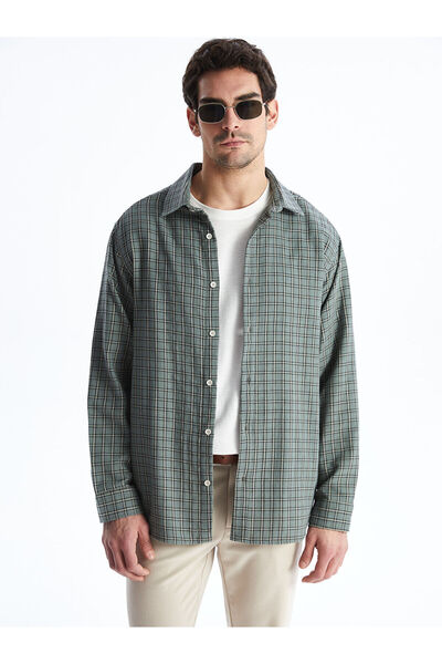 LC Waikiki LCW Vision Bequeme Passform Langarm kariertes Herrenhemd