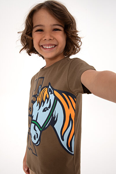 U.S. Polo Assn. Erkek Çocuk Haki Bisiklet Yaka Süprem Tişört 50316479-VR027