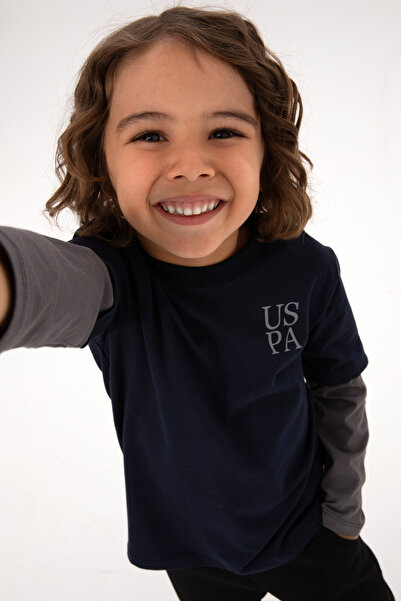 U.S. Polo Assn. Erkek Çocuk Lacivert Bisiklet Yaka Basic Sweatshirt 50313996-...