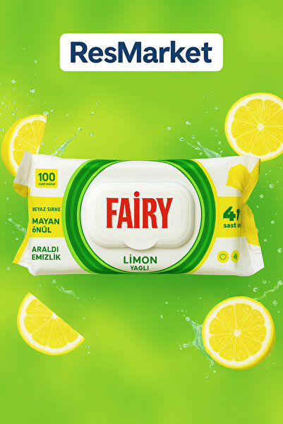 Fairy Servetele umede Cleaning, Universale cu Otet si Bicarbonat, Lamaie, 100 buc