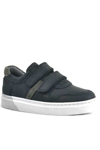 Rakerplus Genuine Leather Black Velcro Boys' Sneakers