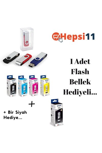 EPSON 103 Ecotank L3150 Orjinal Mürekkep Seti + 1 Siyah Hediye 14u427