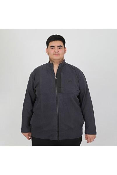 Ramon Miele Erkek Büyük Beden Cep Detaylı Selanik Hırka Füme