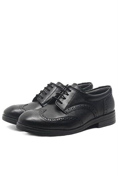 Rakerplus Black Lace-Up Boys' Classic School Shoes