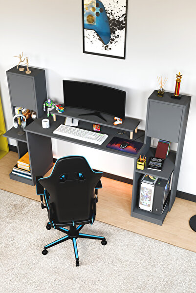 interGO Throne Dolaplı, Kitaplıklı, Raflı Çalışma Masası, Bilgisayar Masası, Çocuk Çalışma Masası