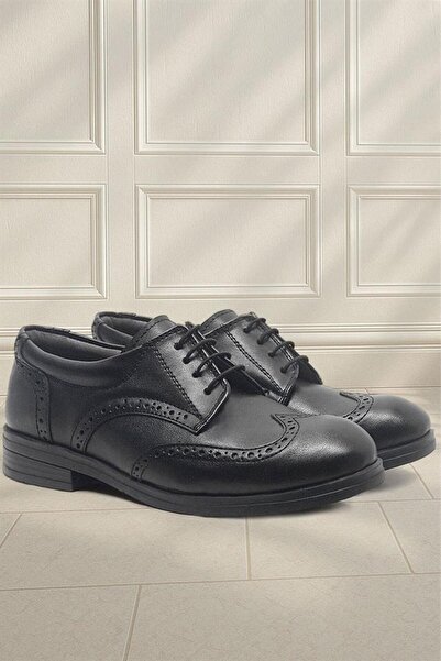 Rakerplus Black Lace-Up Boys' Classic School Shoes