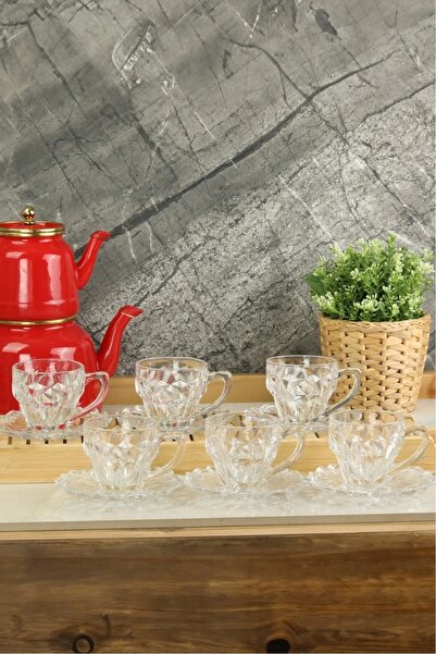 city glass 12 Parça Ultra Lüx Kristal Fincan Kahve Takımı 110 cc