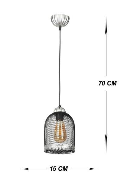 VENON Aydınlatma Ayaz Tekli Kasa Siyah Silver Avize Tekli Sarkıt Spor Avize Mutfak Antre Çocuk