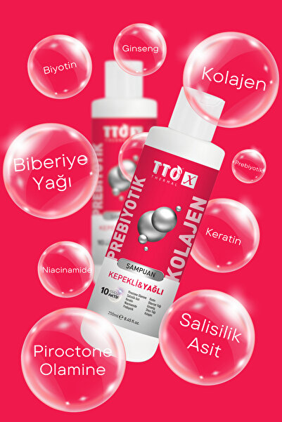 TTO -x Prebiyotik & Kolajen Kepekli Ve Yağlı Saçlar Şampuan 250ml