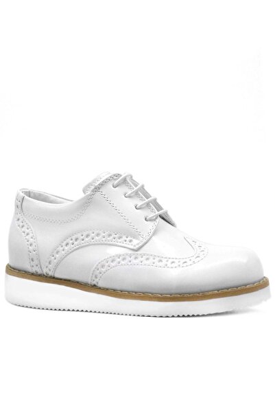 Rakerplus Παπούτσια για αγόρια με κορδόνια Hidra White λουστρίνι