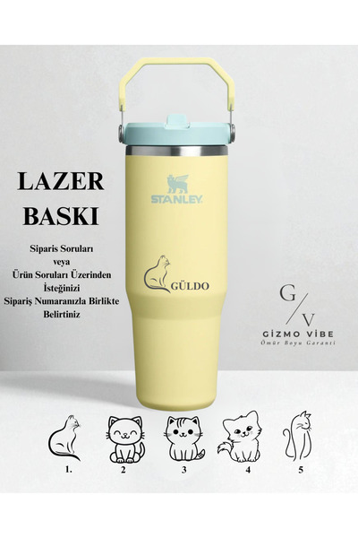 Stanley Kişiselleştirilmiş The Iceflow Flip Straw 2.0 Tumbler 0.89l 30oz Termos Özel Baskılı Sarı