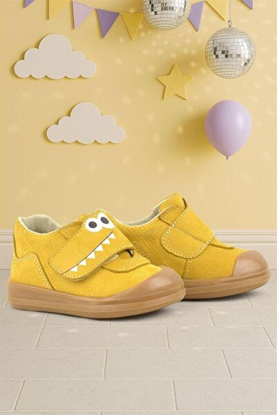 Rakerplus Dino Genuine Leather Yellow High Top Baby Shoes
