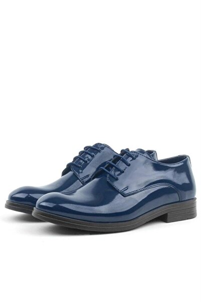 Rakerplus Navy Blue Patent Leather Lace-up Oxford Children's School Shoes