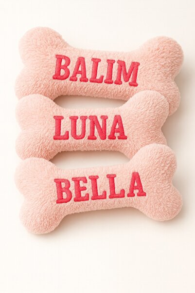 ULUBEN İsimli Nakış İşlemeli Peluş Kemik Oyuncak İsime Kişiye Özel Wellsoft Yıkanabilir Köpek Kemiği