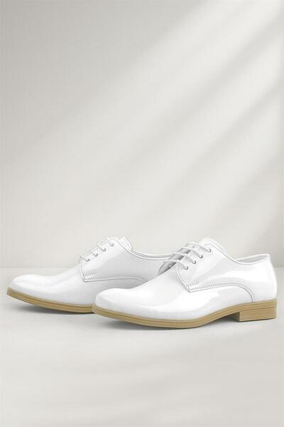 Rakerplus White Patent Leather Laced Oxford Children's Classic Shoes